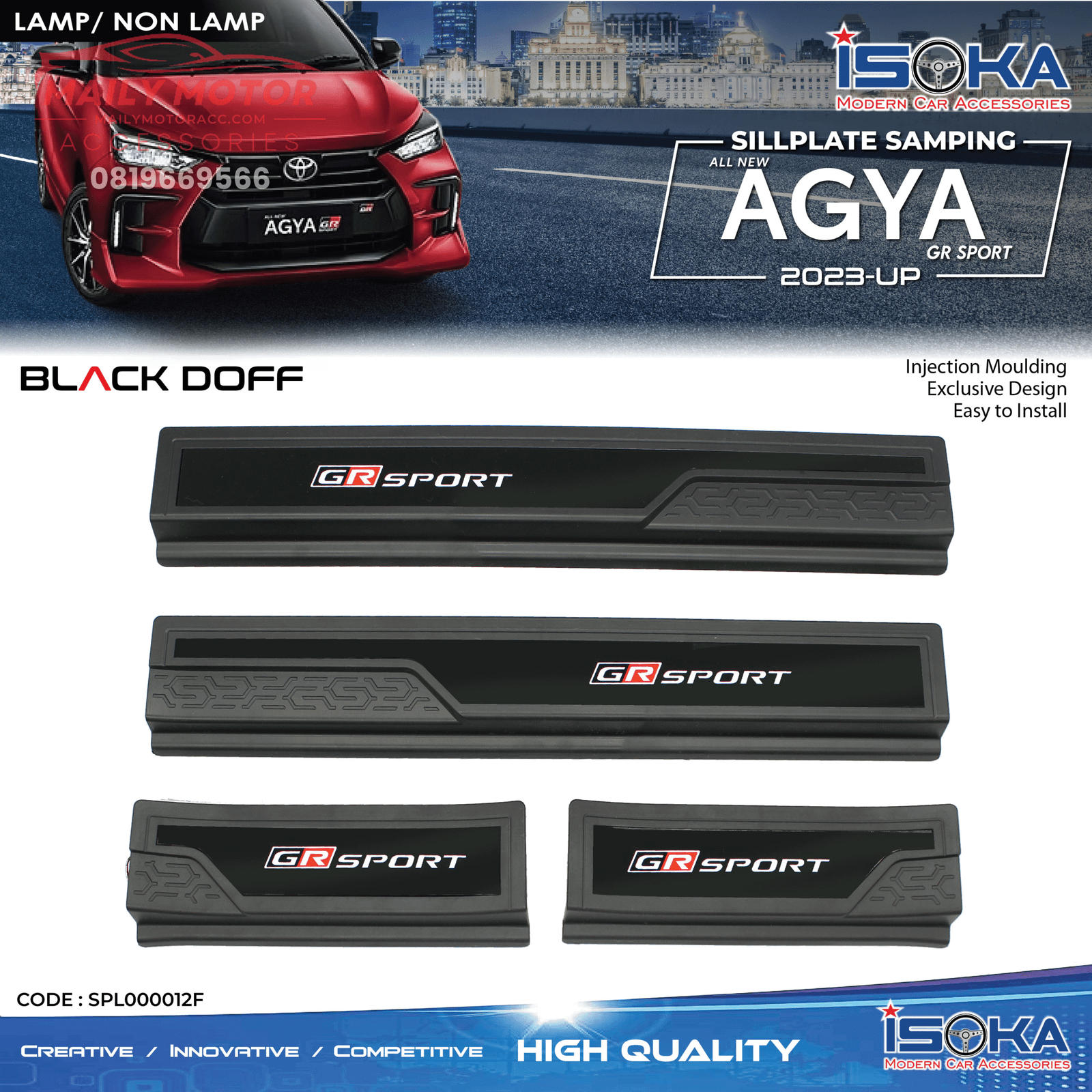 Sill Plate Samping Agya 2023 - Up GRSport Black Doff Lamp & Non Lamp