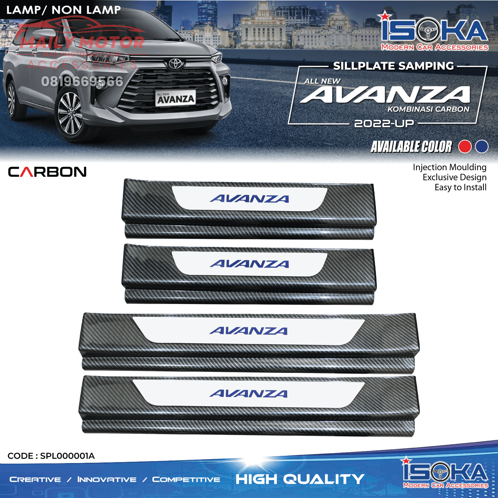 Sill Plate Samping Avanza 2022 - Up Carbon Lamp & Non Lamp