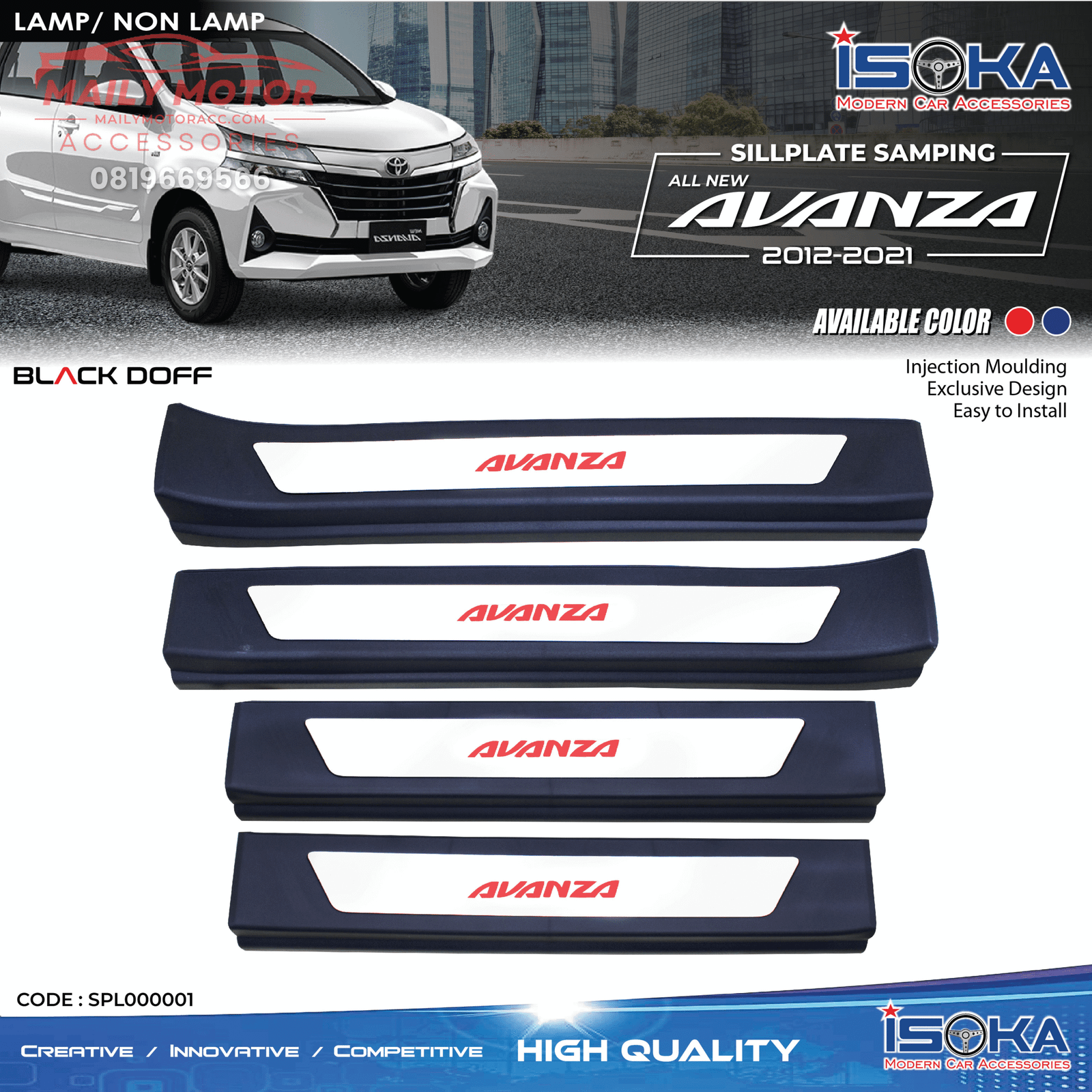 Sill Plate Samping Avanza 2012 - 2021 Black Doff Lamp & Non Lamp