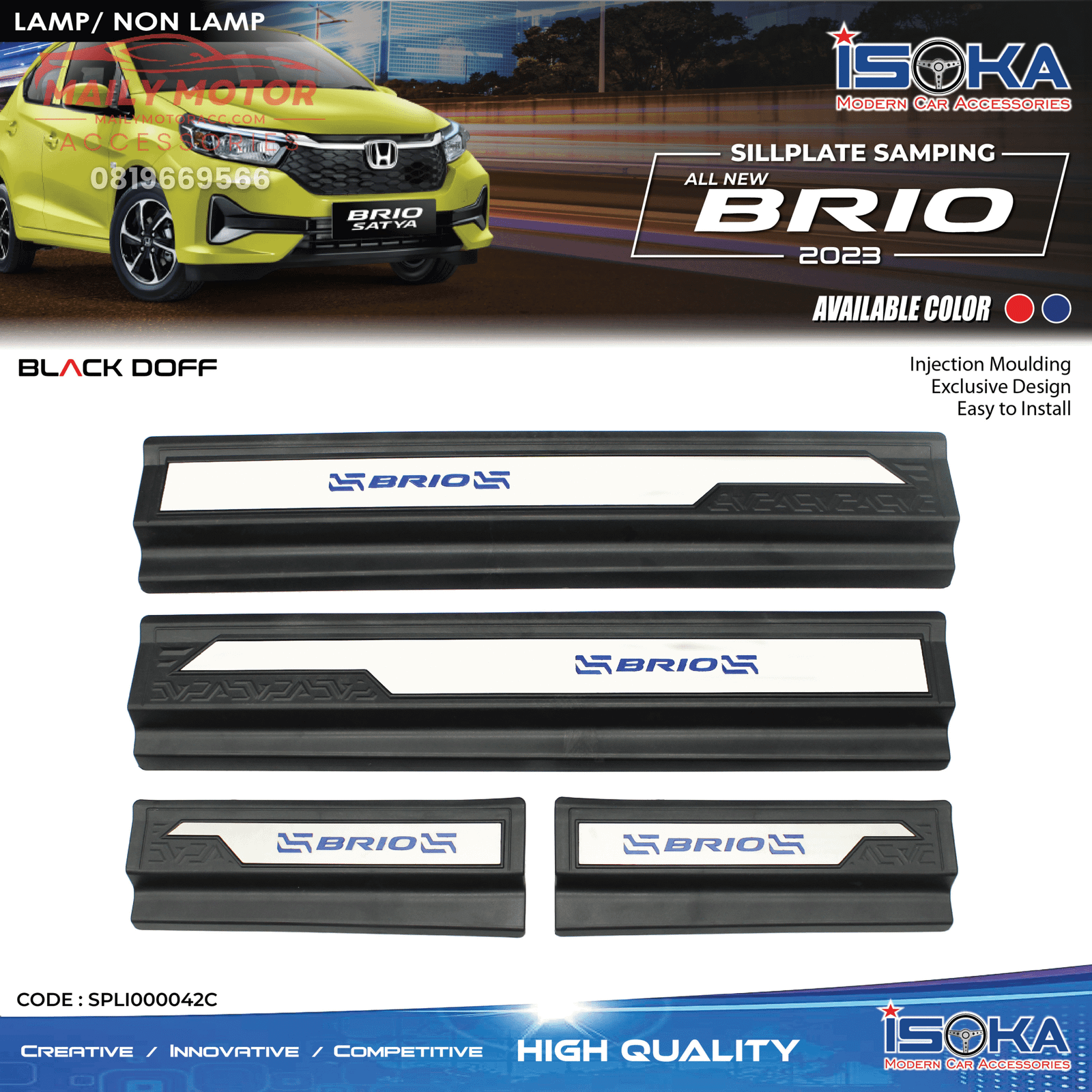 Sill Plate Samping Brio Black Doff Lamp & Non Lamp