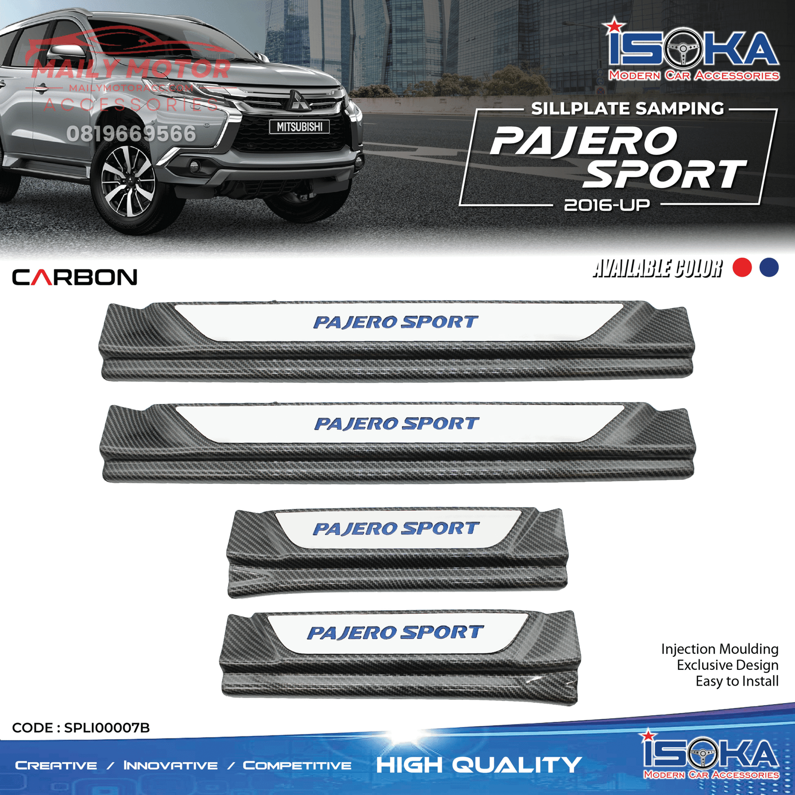 Sill Plate Samping Pajero Sport Carbon Lamp & Non Lamp