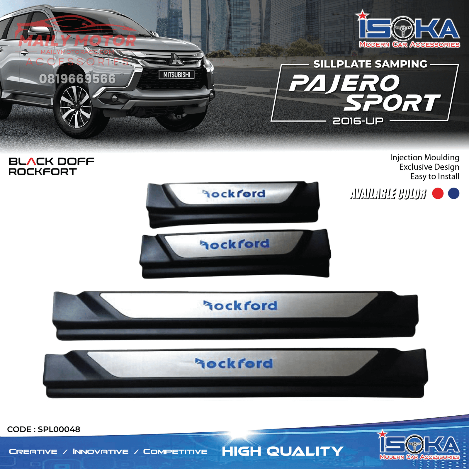 Sill Plate Samping Pajero Sport Rockford Black Doff Lamp & Non Lamp
