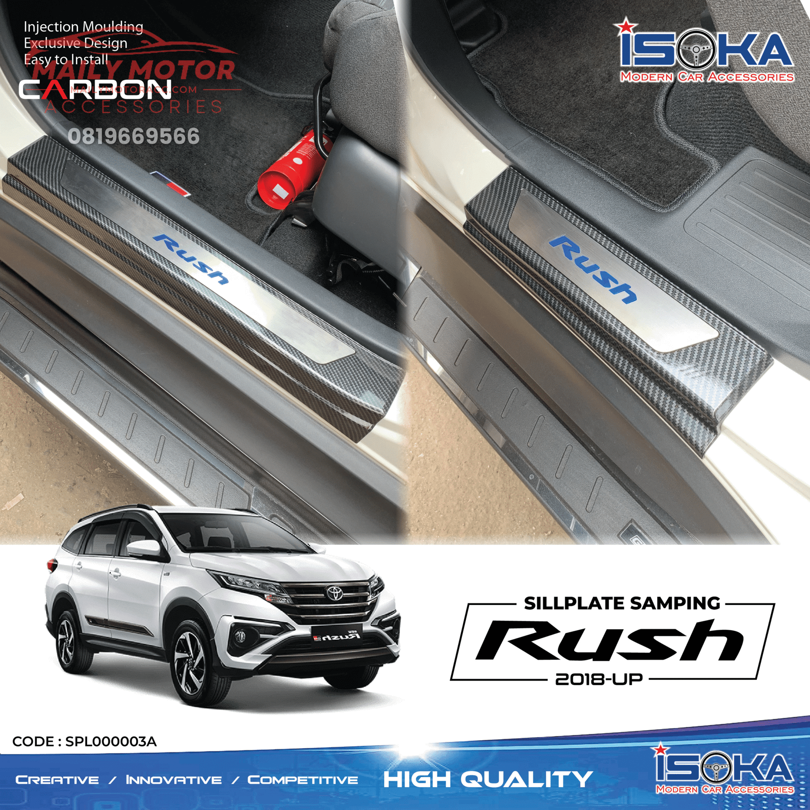 Sill Plate Samping All New Rush Carbon Lamp & Non Lamp - Gambar 2