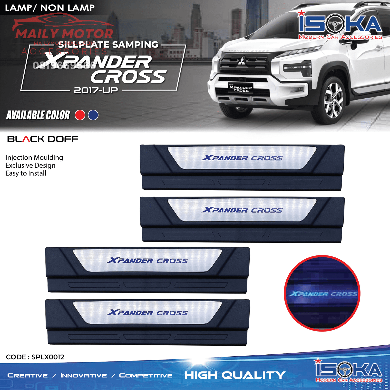 Sill Plate Samping Xpander Cross Black Doff Lamp & Non Lamp