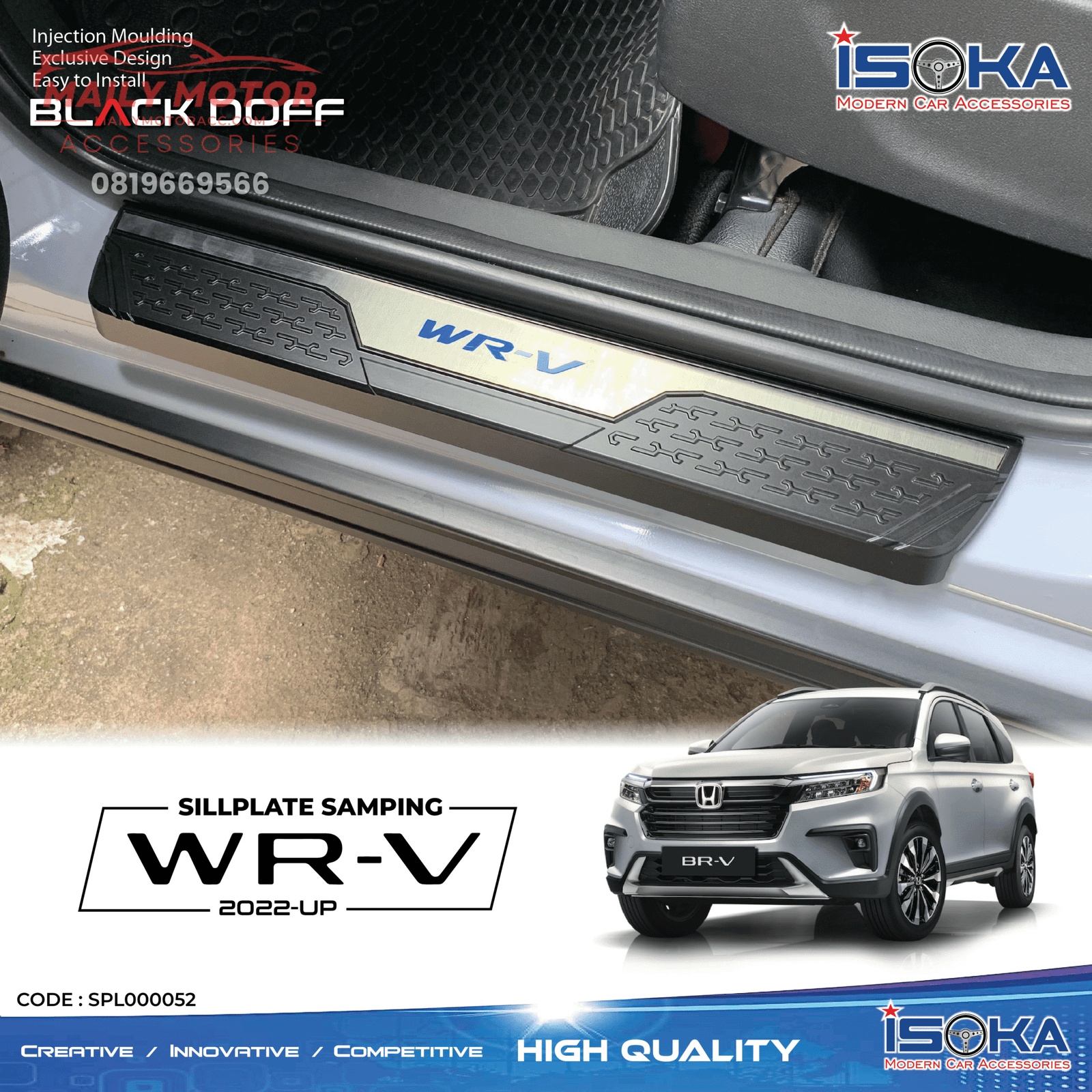 Sill Plate Samping WRV 2022 - Up Black Doff LED & Non LED - Gambar 2