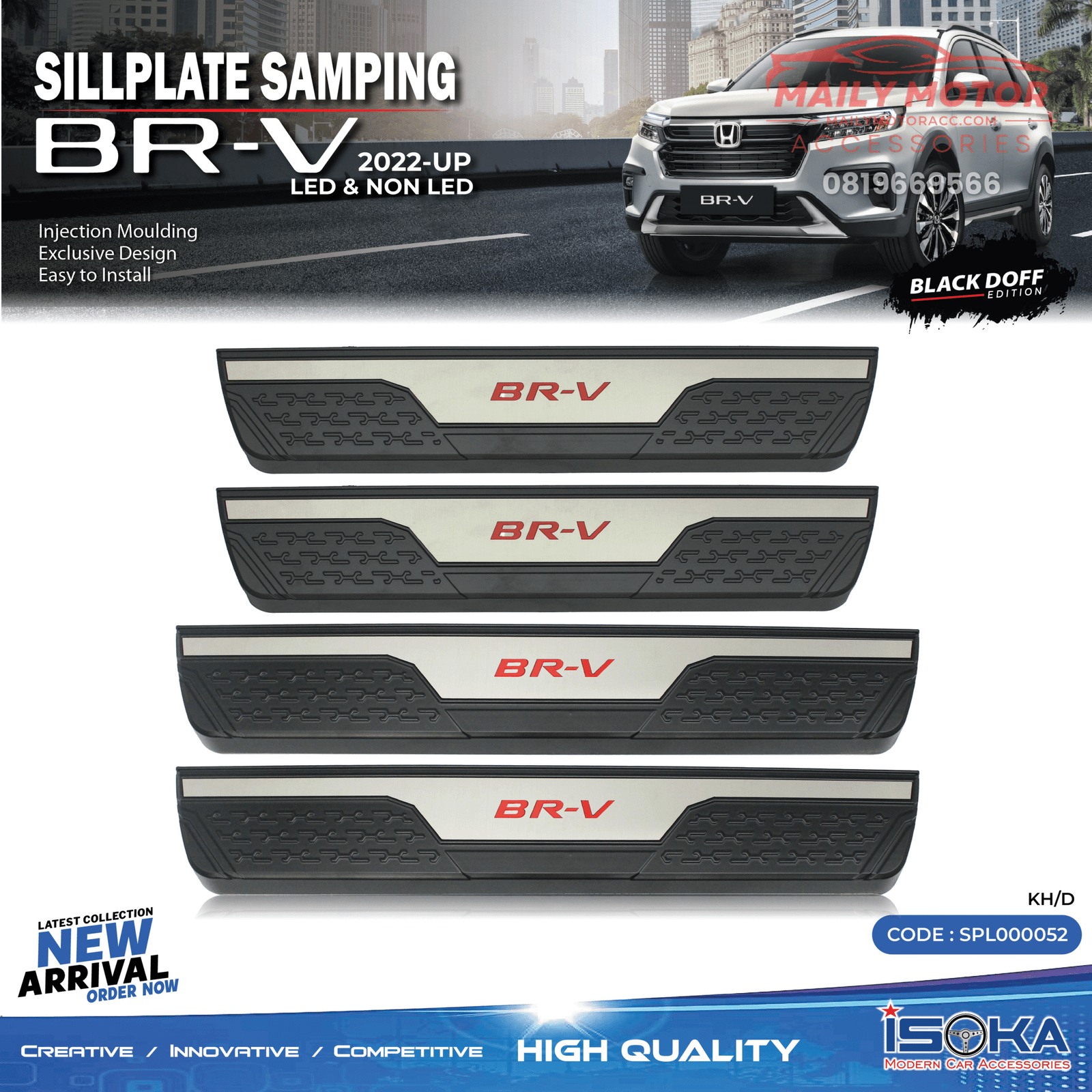 Sill Plate Samping BRV 2022 - Up Black Doff LED & Non LED