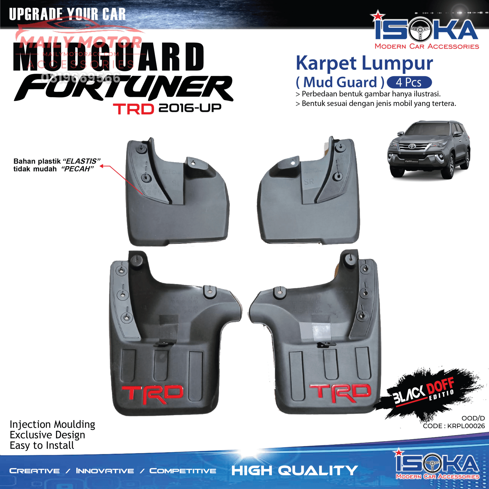 Karpet Lumpur Fortuner TRD 2016 - Up
