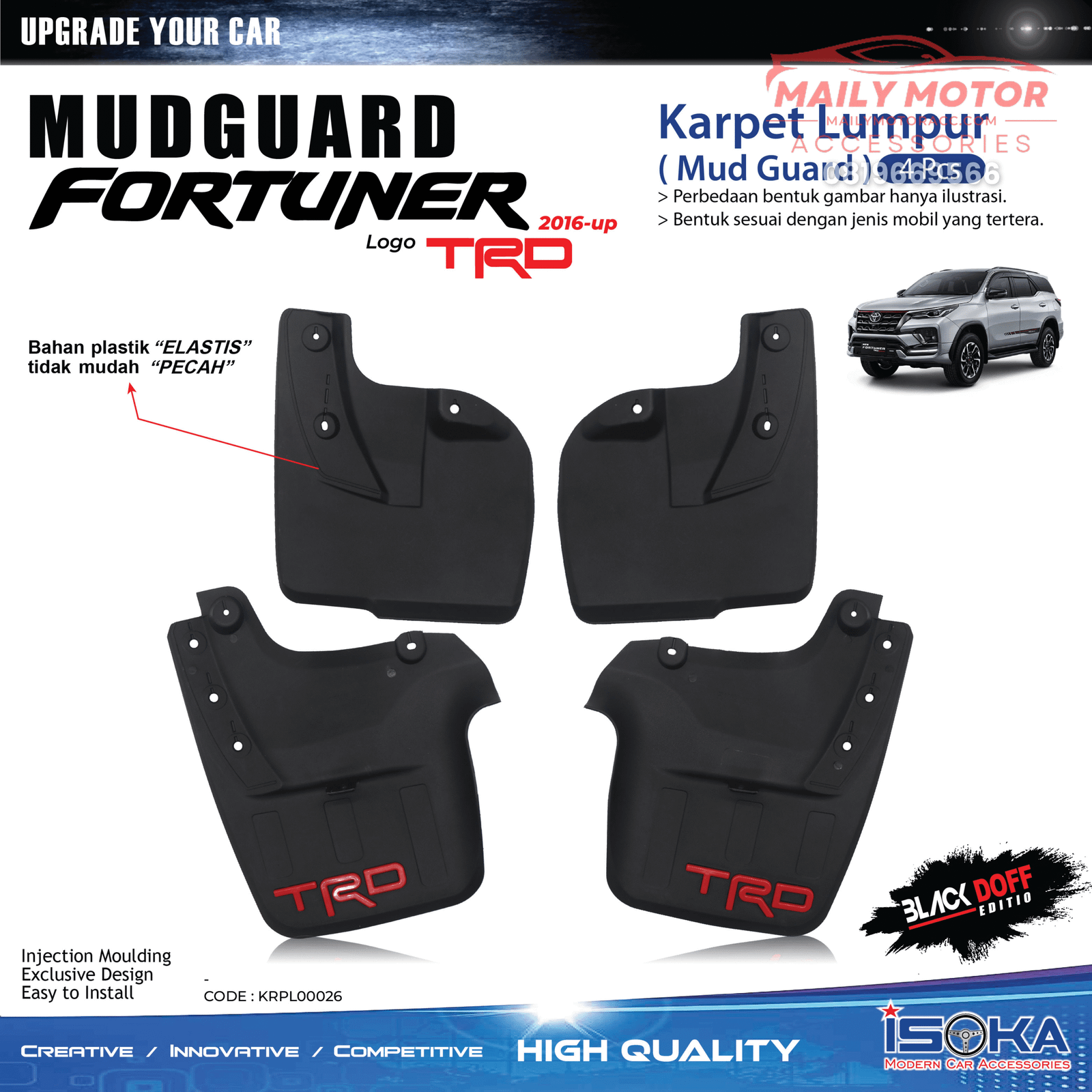 Karpet Lumpur Fortuner 2016 - Up Logo TRD