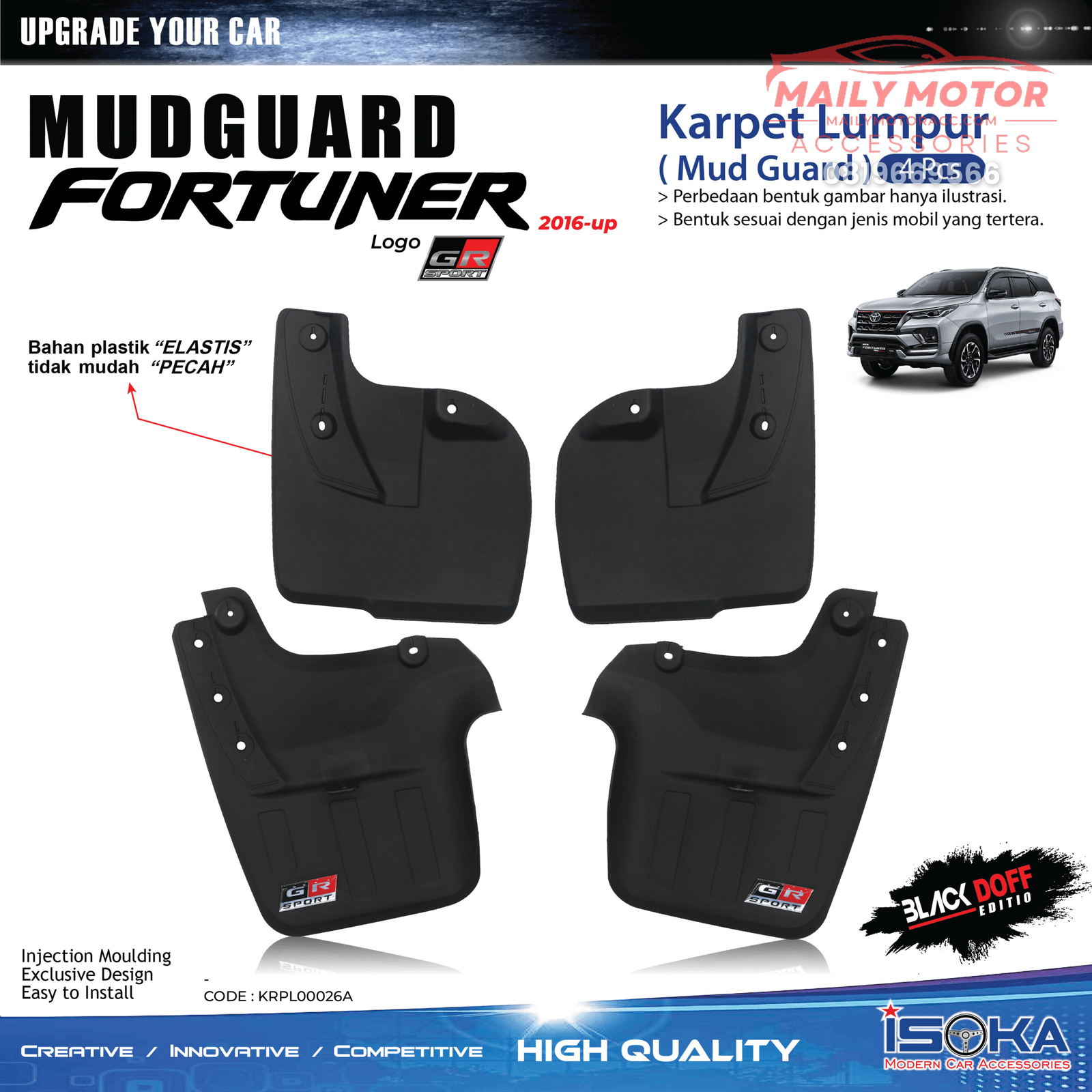 Karpet Lumpur Fortuner 2016 - Up Logo GR Sport
