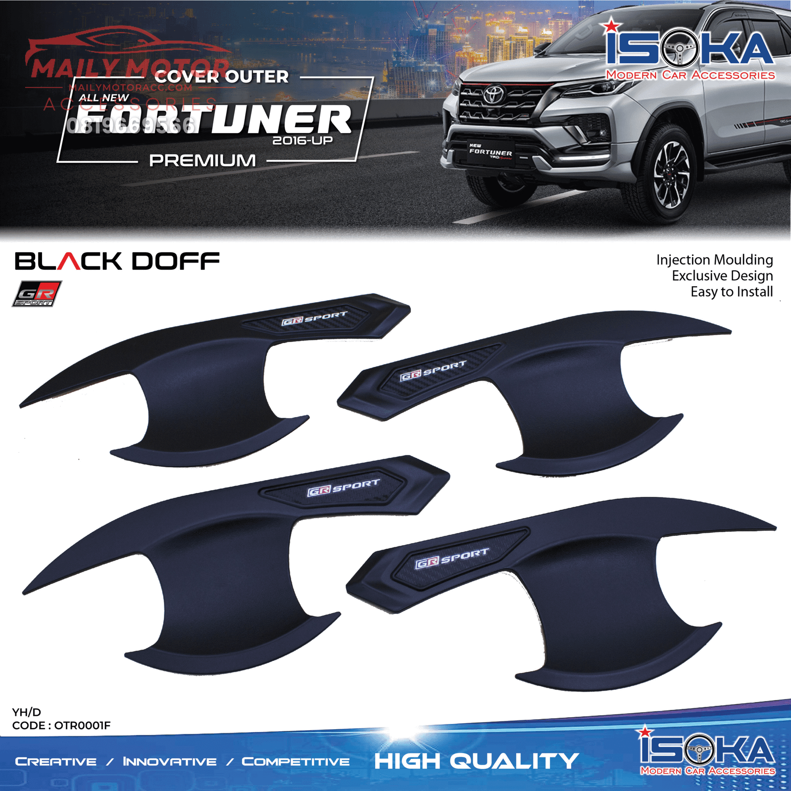 Cover Outer Fortuner 2016 - Up Gr sport Premium Black Doff