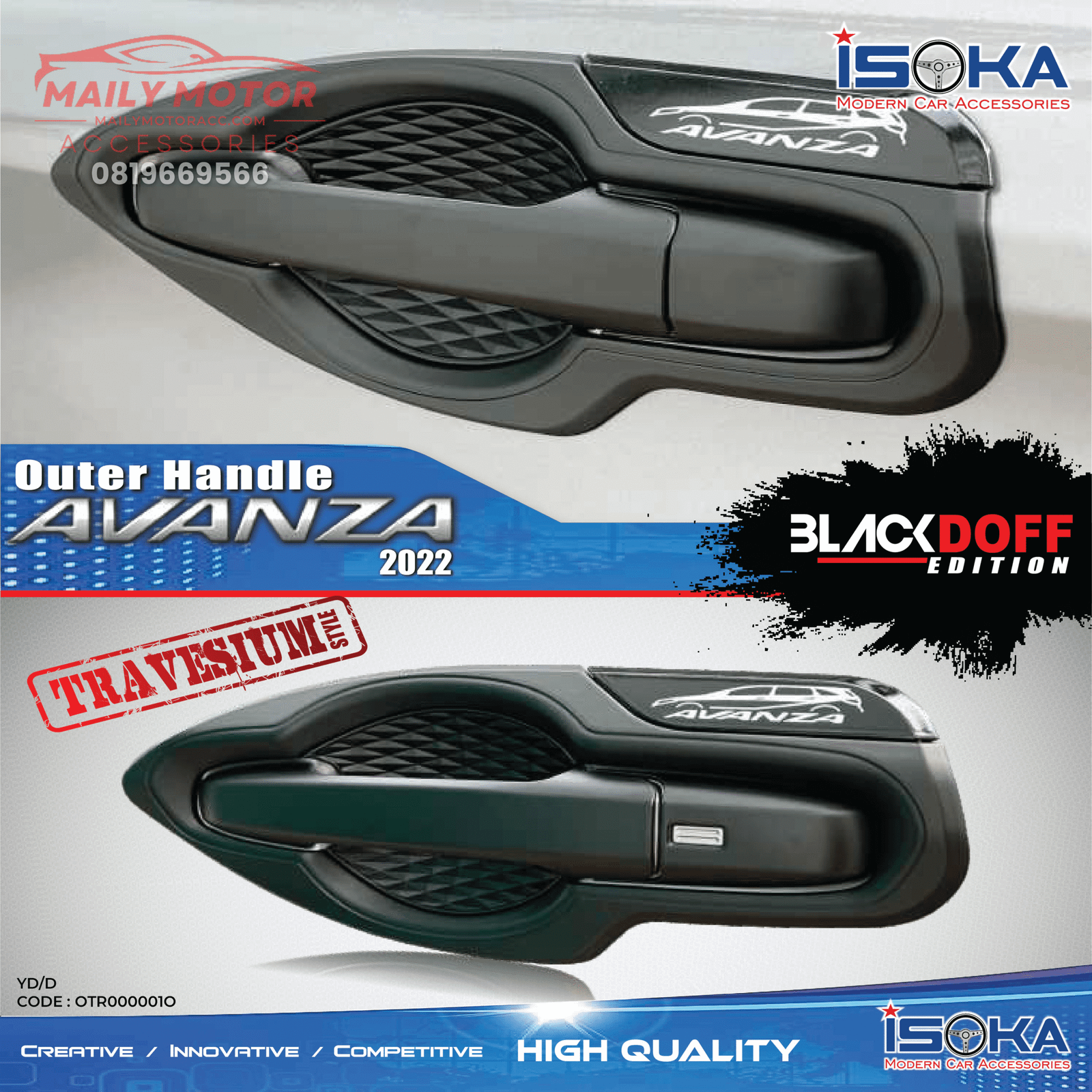 Cover Outer Avanza 2022 - up Trapesium Black Doff
