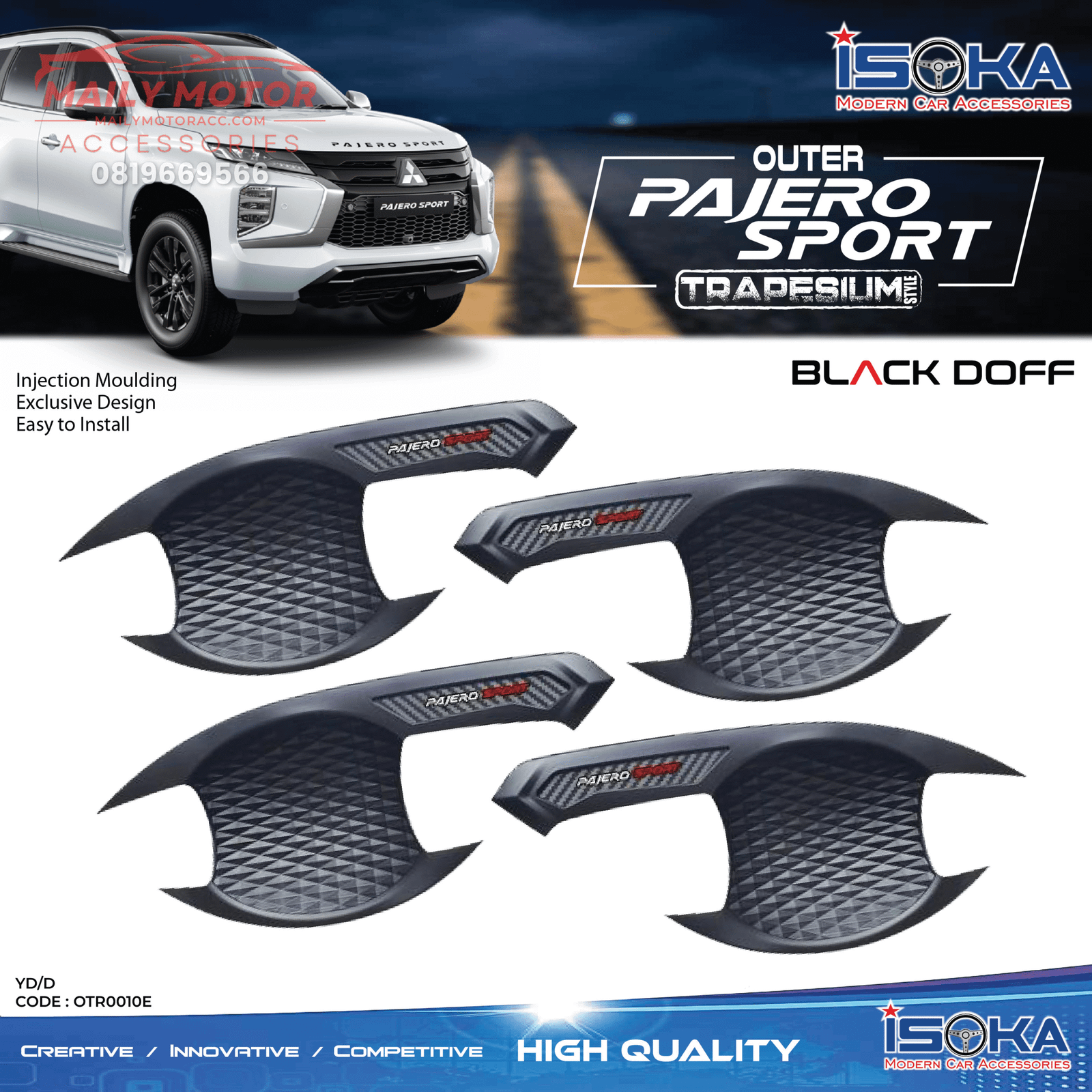 Cover Outer Pajero 2016 - up Trapesium Black Doff