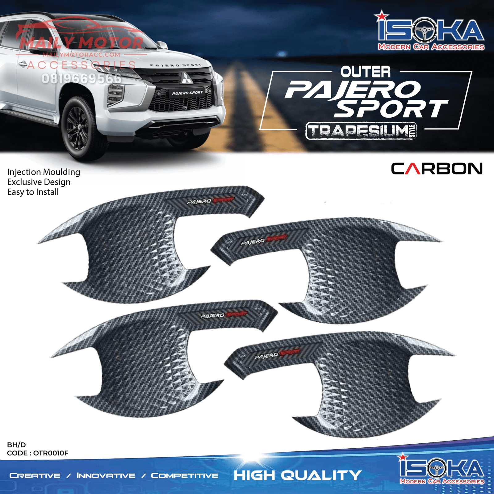 Cover Outer Pajero 2016 - up Trapesium Carbon