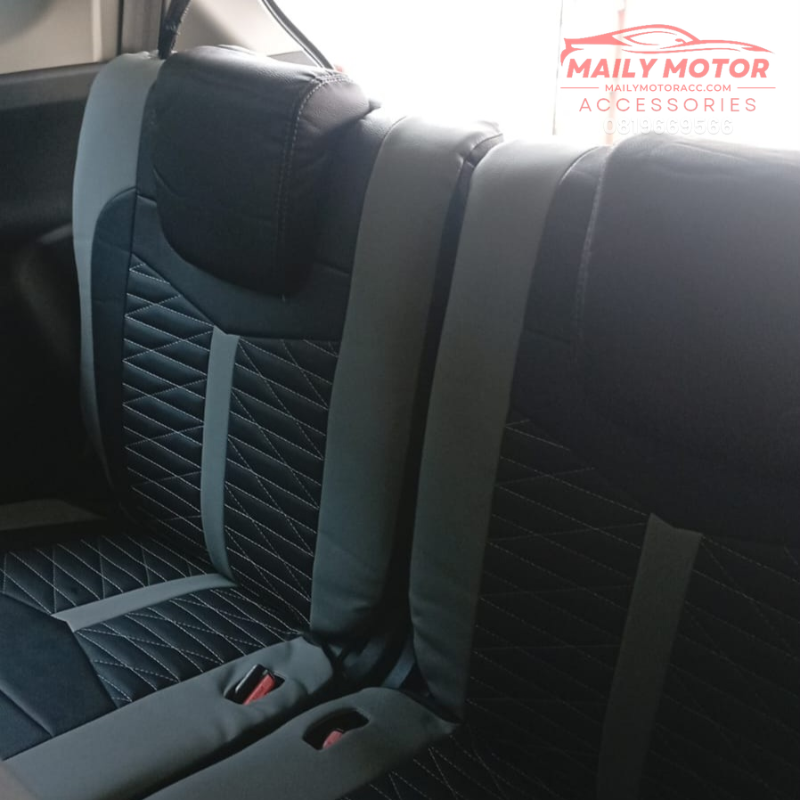 Sarung Jok Xenia 2022 - Up Type R Model Sakura Hitam Abu - Gambar 3