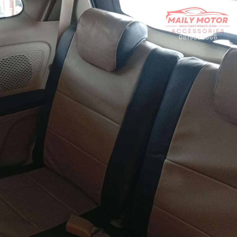Sarung Jok Mobilio 2017 - Up Model Simple Logo 2 Hitam Cappucino - Gambar 3