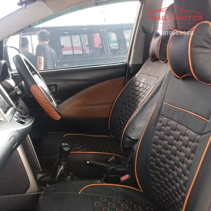 Sarung Jok Innova Reborn Type G Model Zavier Hitam Caramel