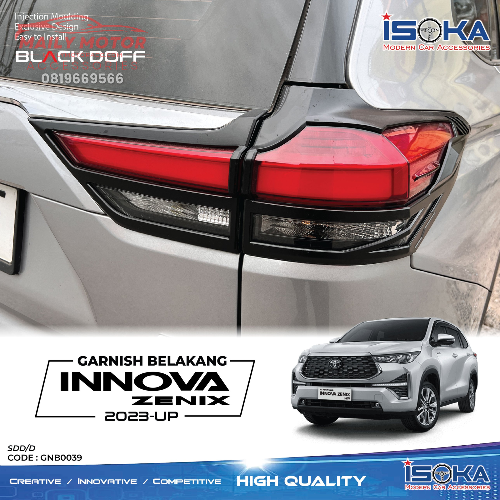 Garnish Belakang Innova Zenix 2023 - Up Black Doff
