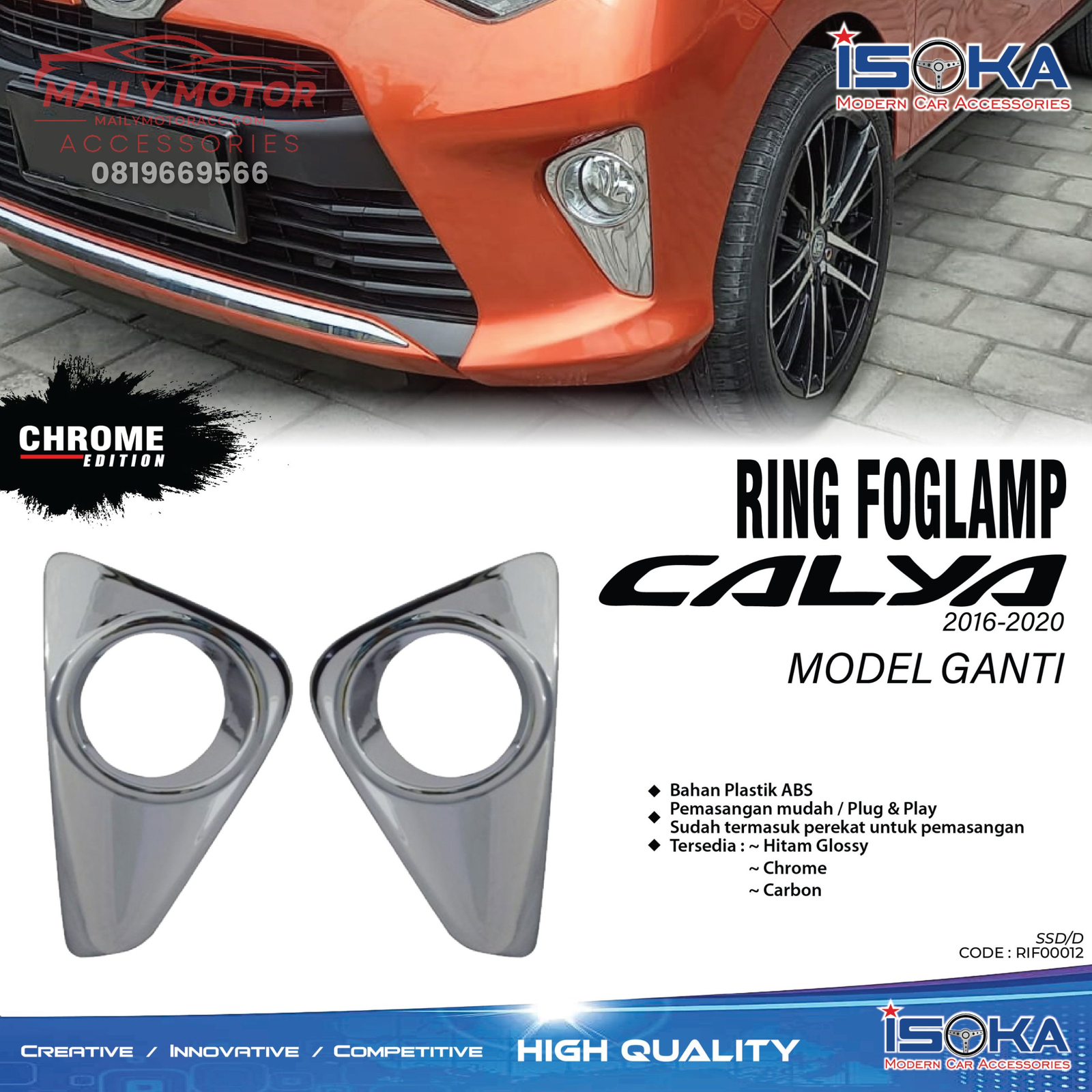 Ring Fog Lamp Calya 2016 - 2020 Crome Model Ganti