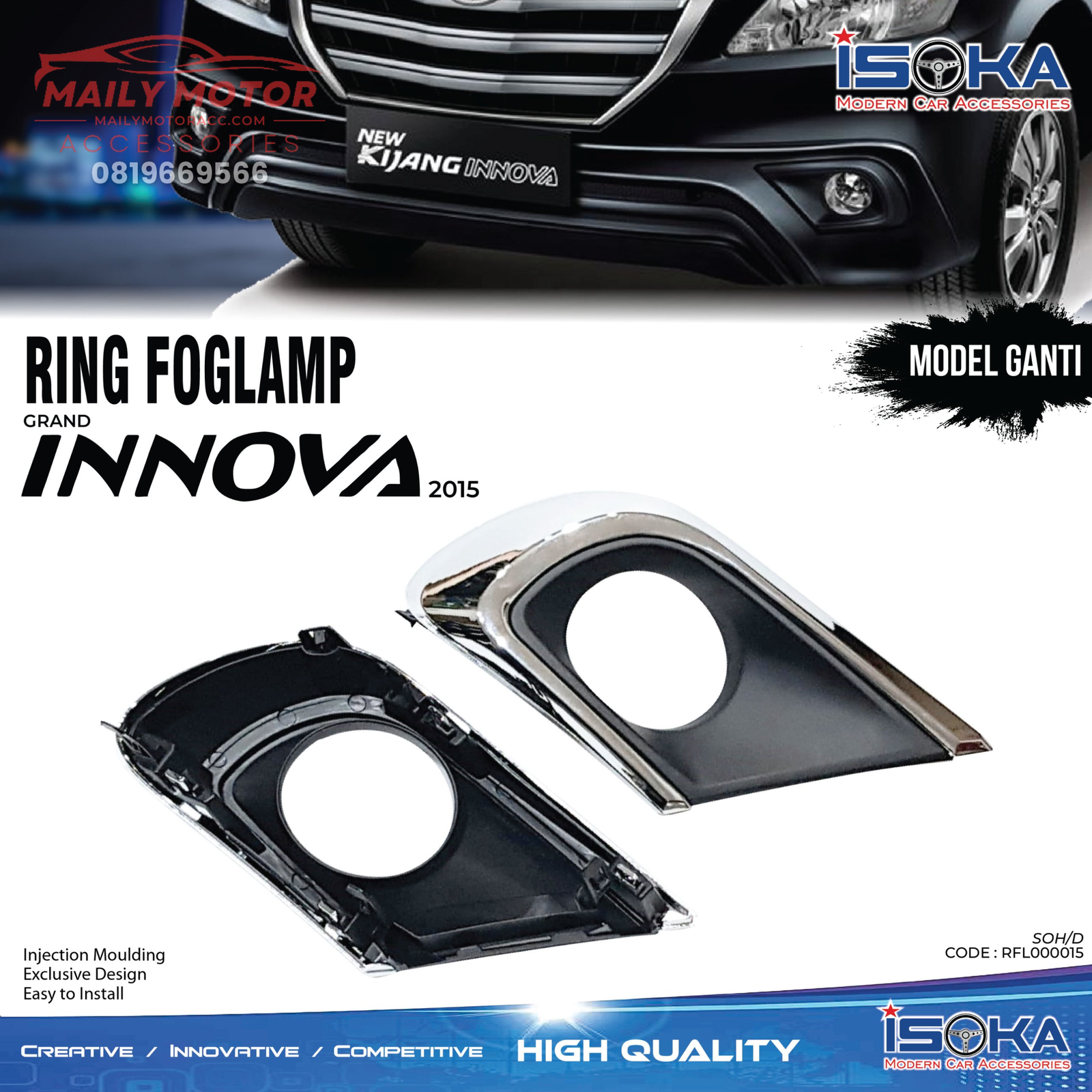 Ring Fog Lamp Innova 2014 Crome Model Ganti Crome