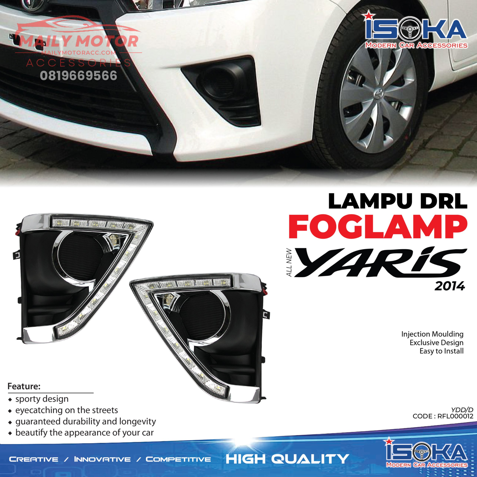 Lampu DRL Fog Lamp Yaris 2014