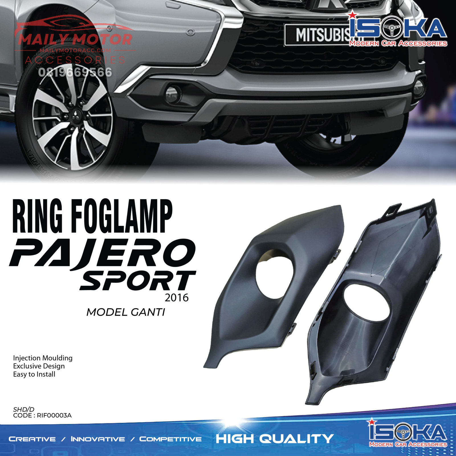 Ring Fog Lamp Pajero 2016 Black Doff Model Ganti