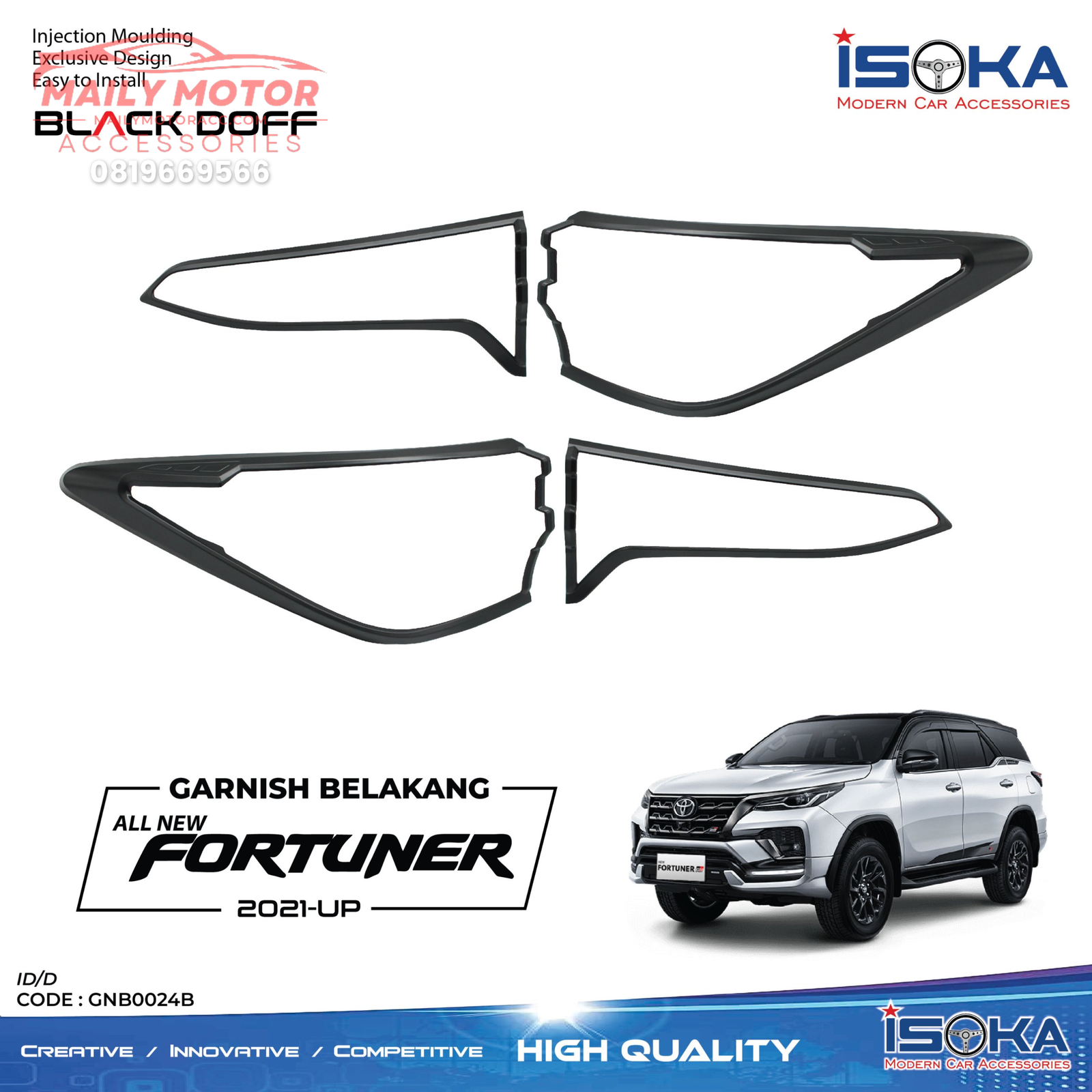 Garnish Belakang Fortuner 2016 - Up Black Doff - Gambar 2