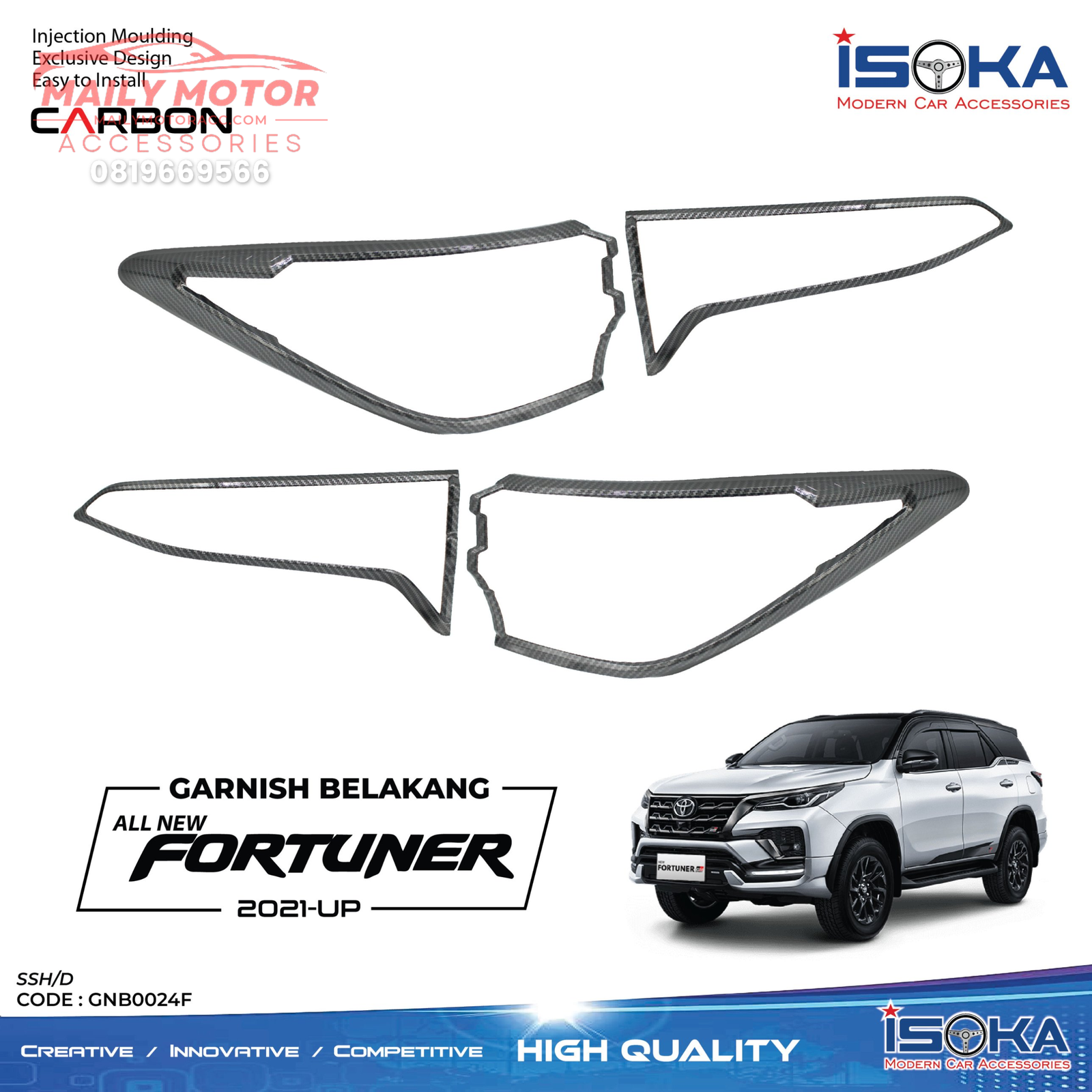 Garnish Belakang Fortuner 2016 - Up Black Doff - Gambar 3