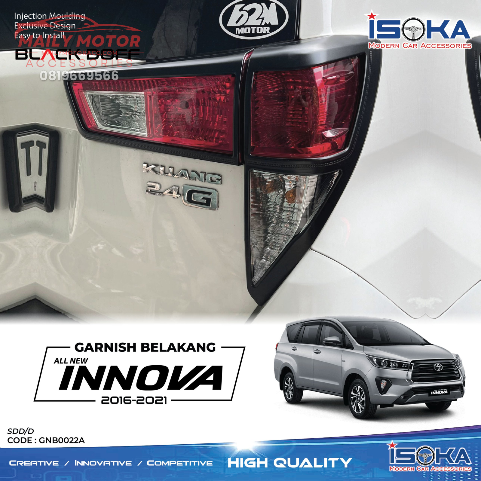 Garnish Belakang Innova Reborn 2016 - Up Black Doff