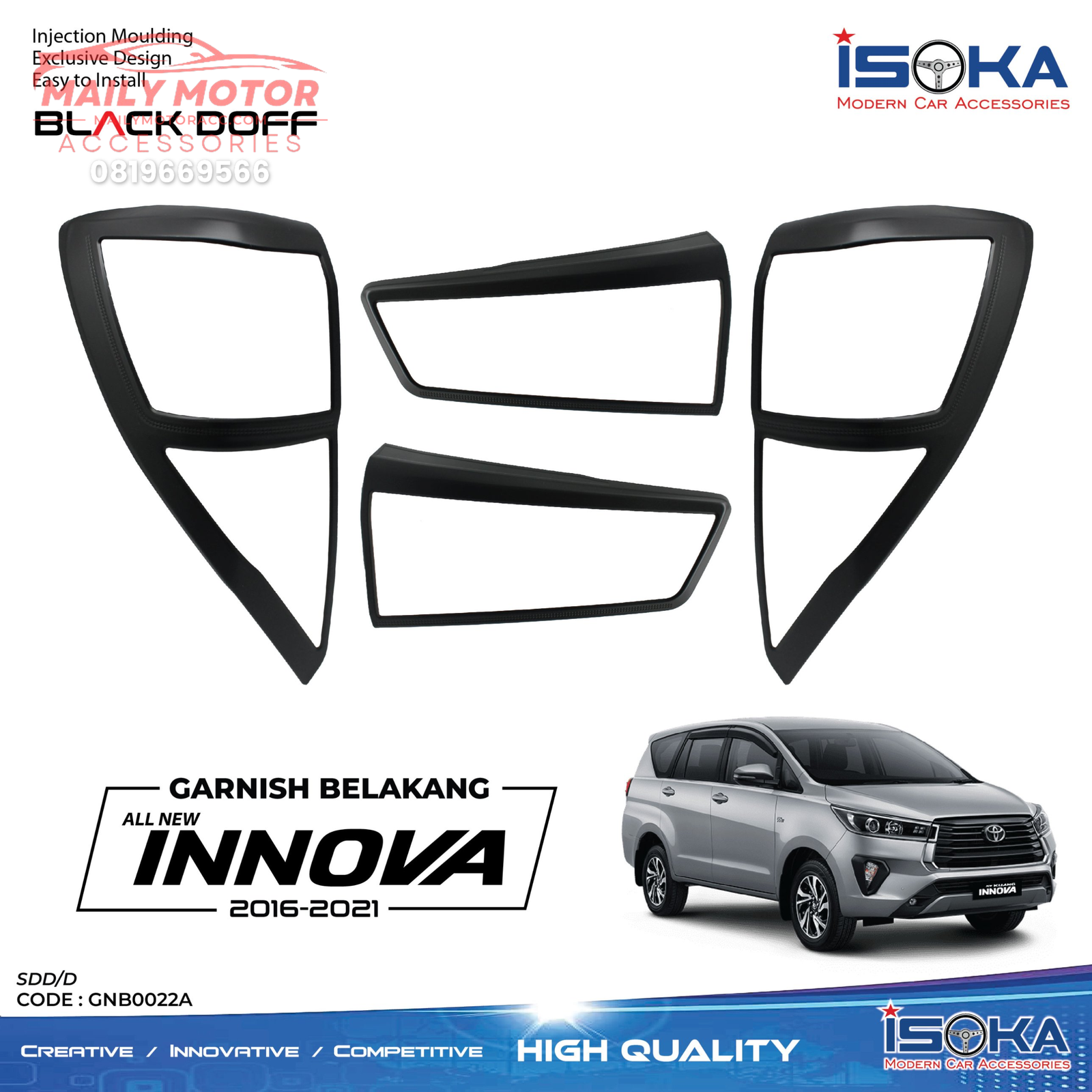 Garnish Belakang Innova Reborn 2016 - Up Black Doff - Gambar 2