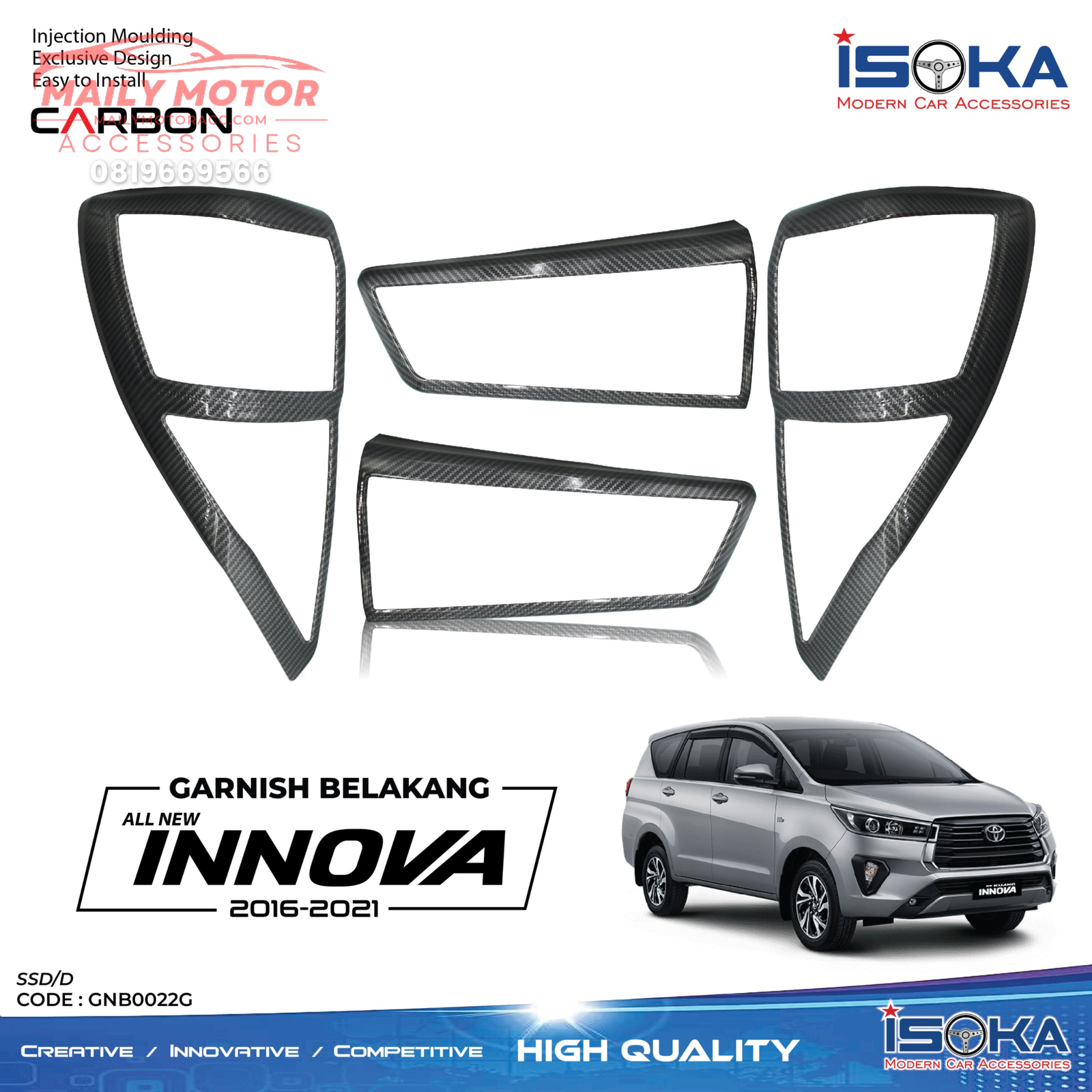 Garnish Belakang Innova Reborn 2016 - Up Black Doff - Gambar 3
