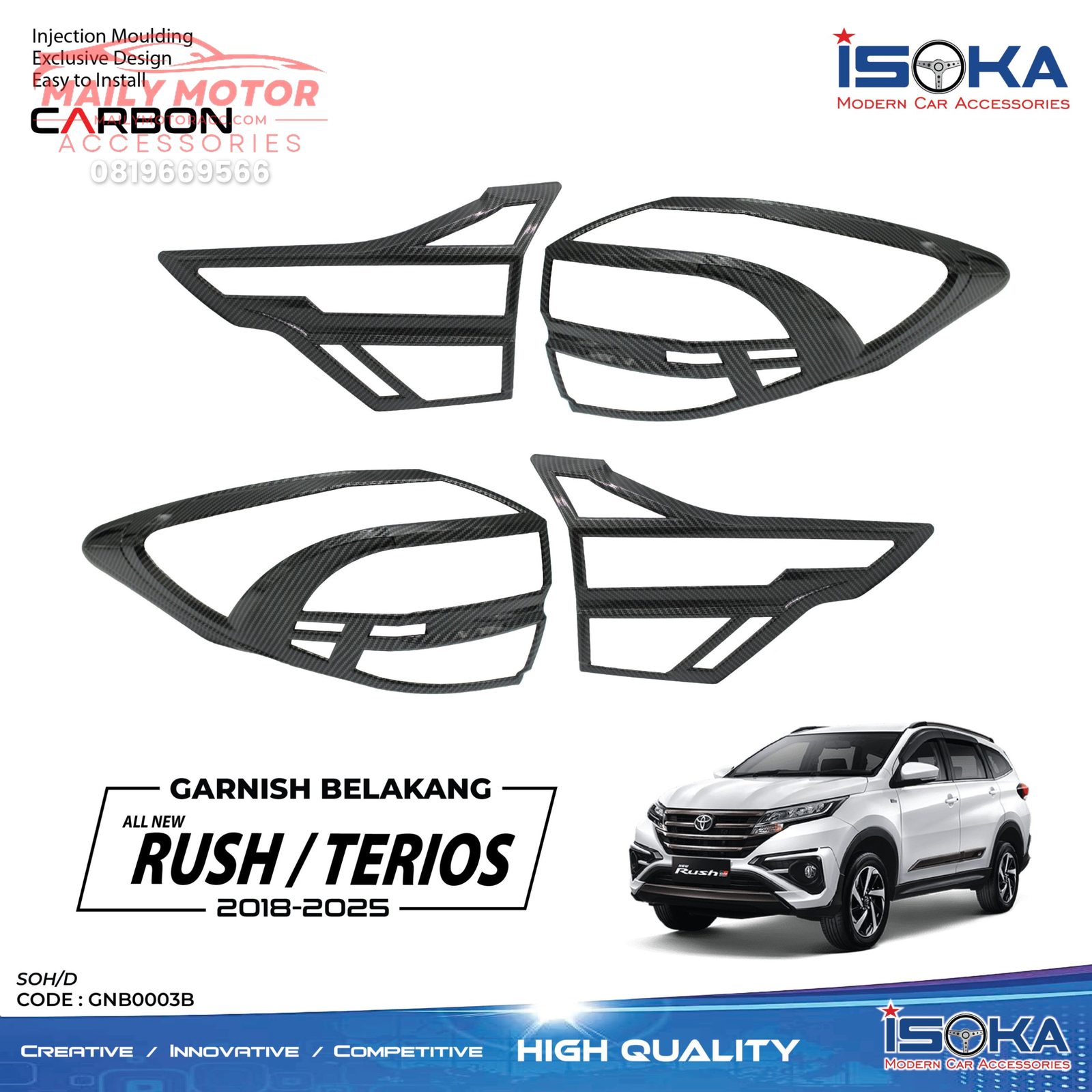 Garnish Belakang Rush Terios 2018 - Up Carbon - Gambar 2